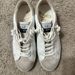 Sam Edelman White and Tan Sneakers